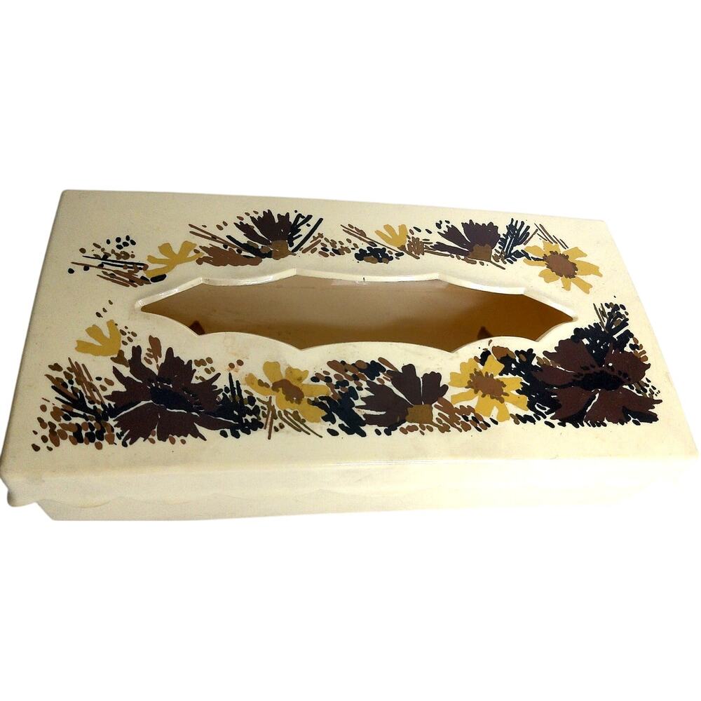 Vintage Wolff Products Floral Tissue Box Holder Mid Century